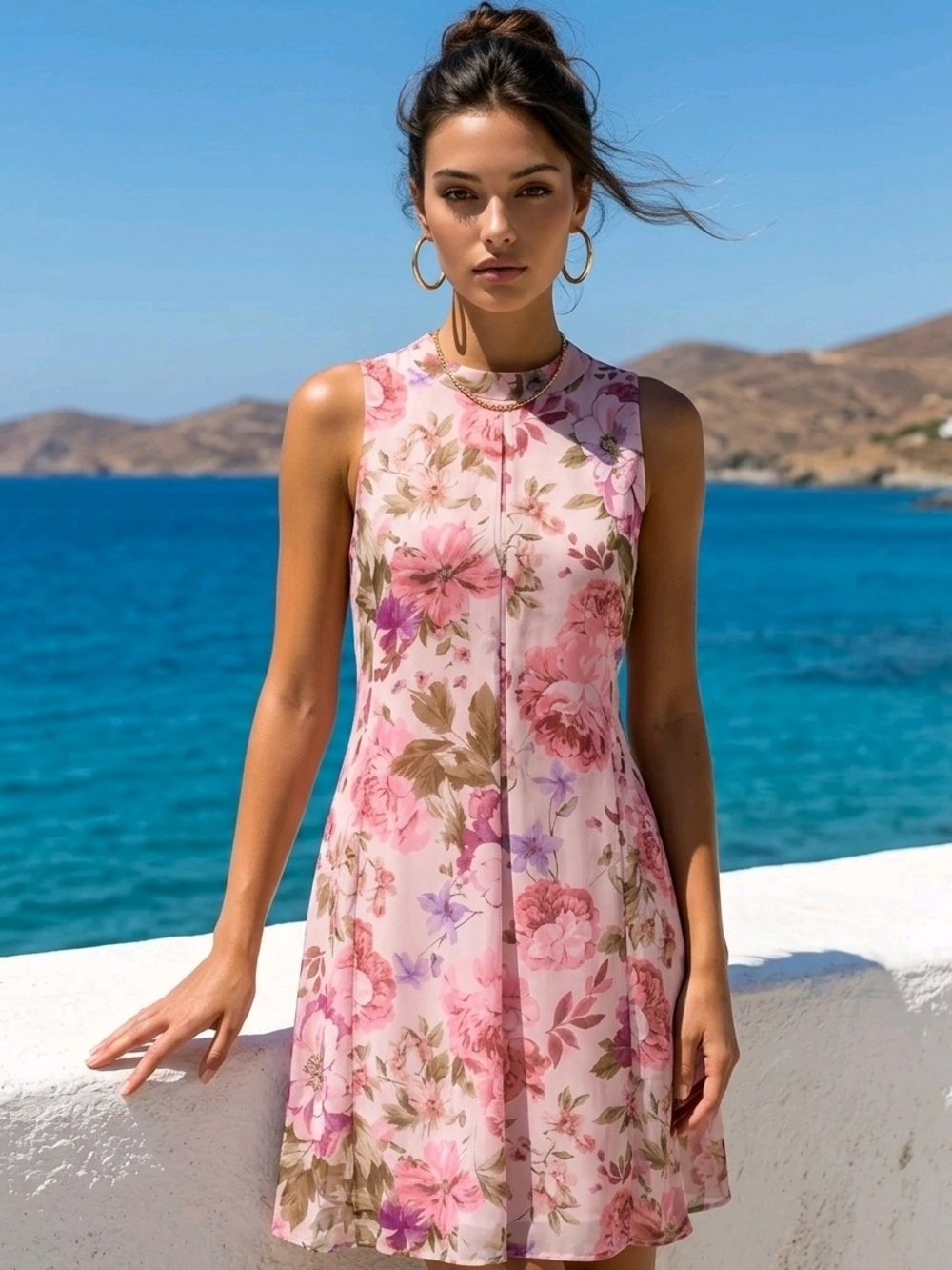 Robbie Bee Pink Floral Sleeveless Fit & Flare Dress Size 14
